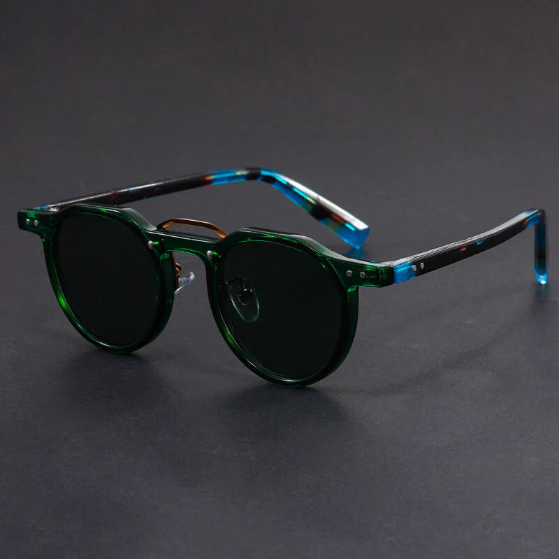 Round Vintage Sunglasses with Contrast Frame Cole Hampton