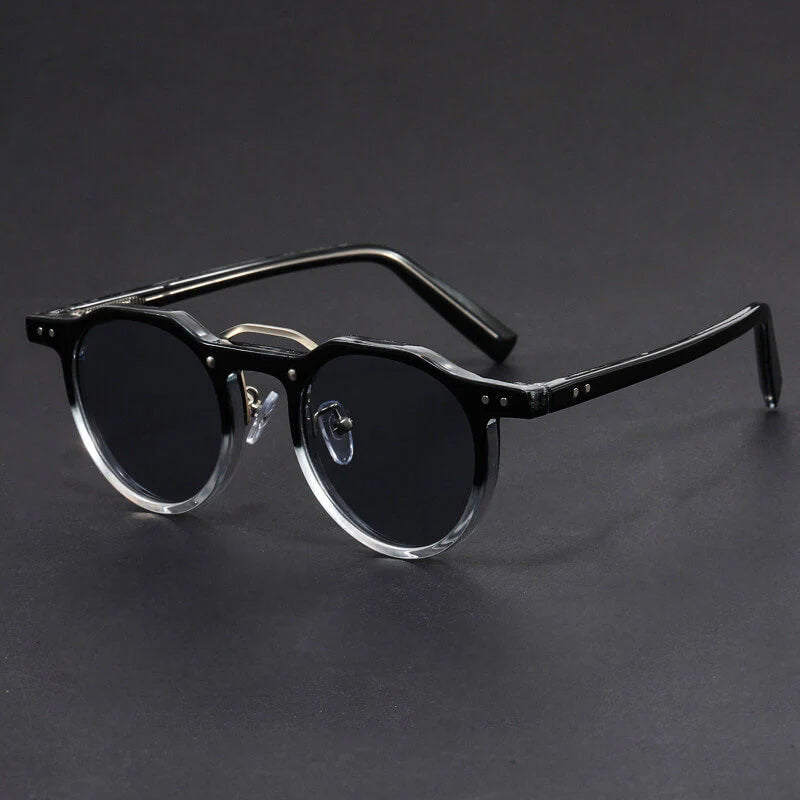 Round Vintage Sunglasses with Contrast Frame Cole Hampton