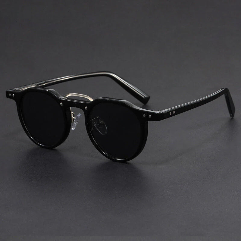 Round Vintage Sunglasses with Contrast Frame Cole Hampton