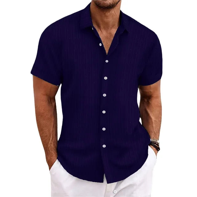 Dexter | Men's Ribbed Short Sleeve Button-Down Shirt Cole Hampton