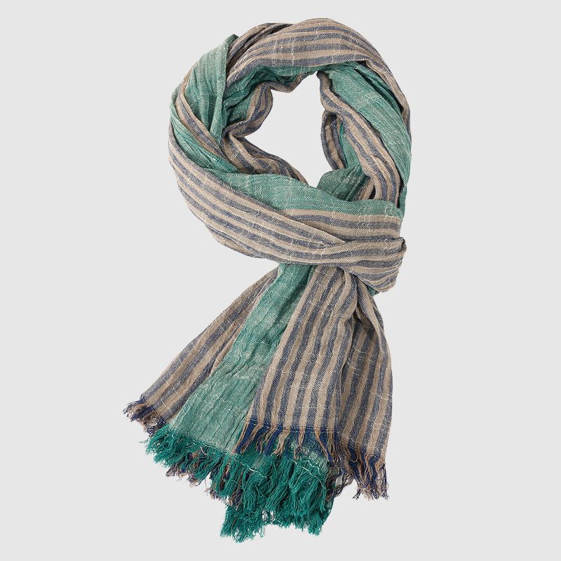 Soft Lightweight Striped Fringe Scarf Cole Hampton