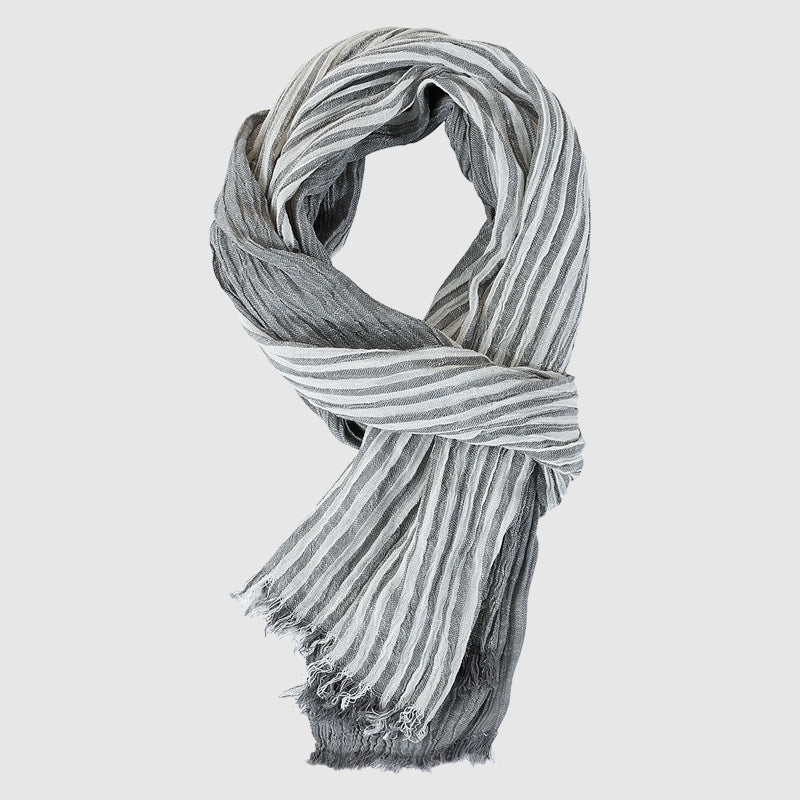 Soft Lightweight Striped Fringe Scarf Cole Hampton
