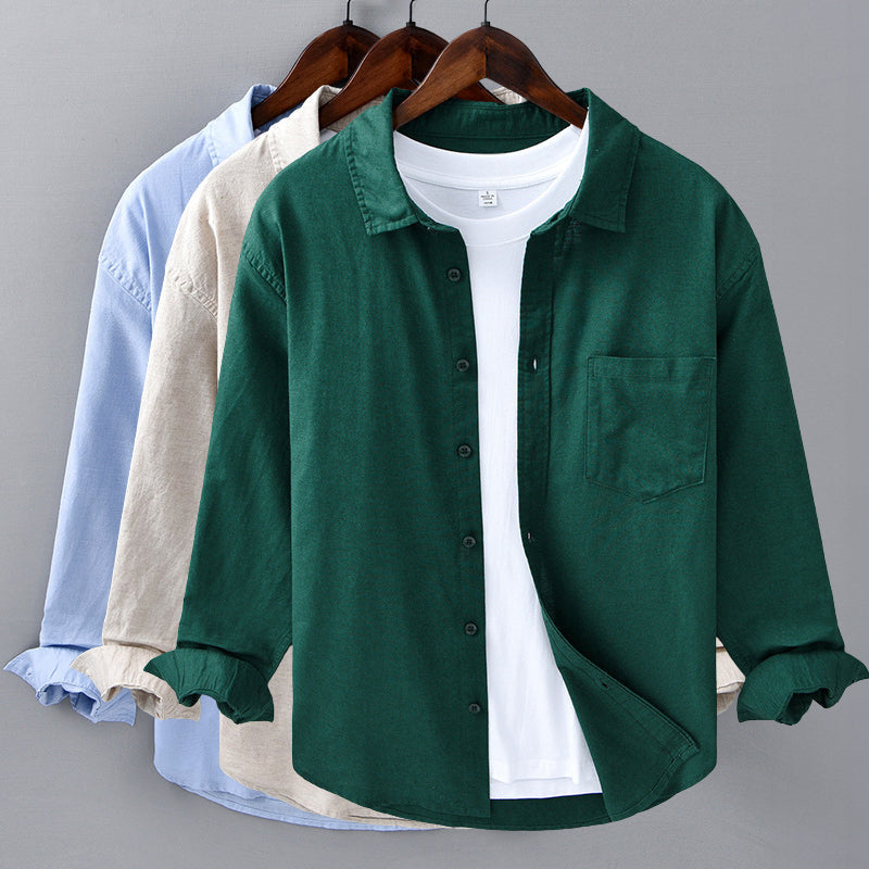 Theodore Willow Azure Linen Shirt Ash & Harbor