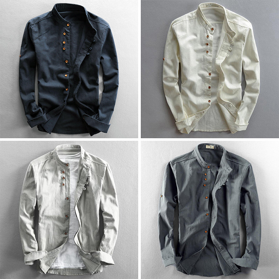 Theodore Willow Osaka Linen Shirt Ash & Harbor
