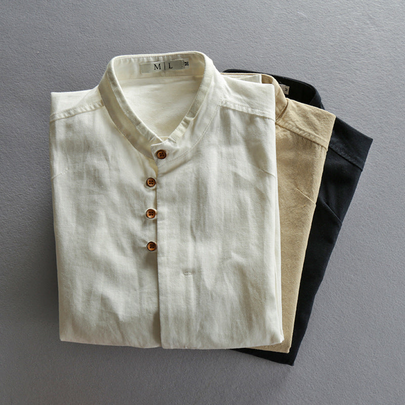 Theodore Willow Osaka Linen Shirt Ash & Harbor