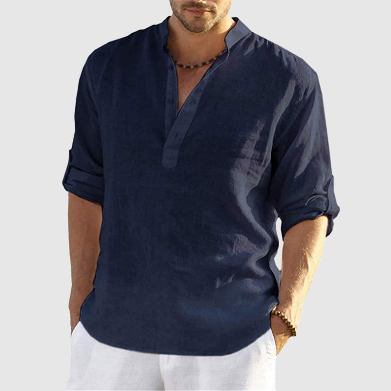 Theodore Willow Perugia Linen Shirt Ash & Harbor