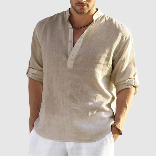Theodore Willow Perugia Linen Shirt Ash & Harbor