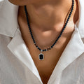 Tiger's Eye Beaded Necklace with Octagonal Pendant Cole Hampton