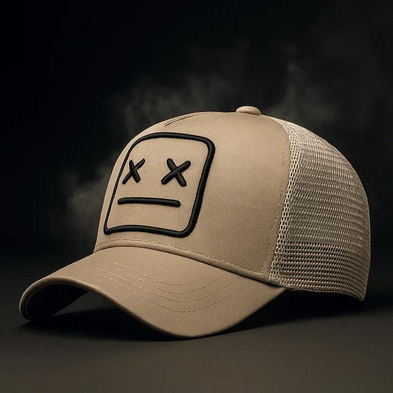 Trucker Cap with Embroidered Face Patch Cole Hampton