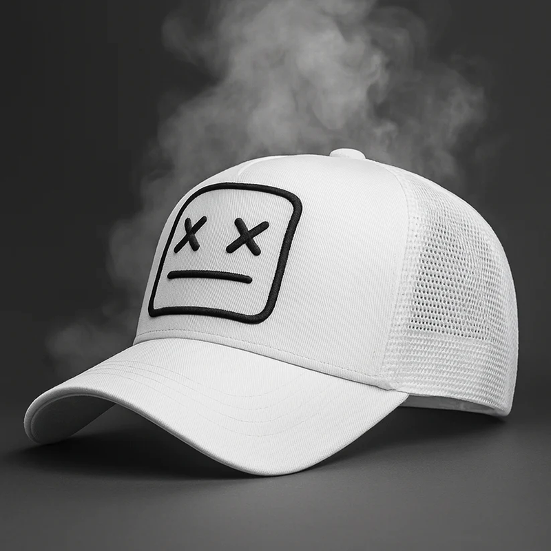 Trucker Cap with Embroidered Face Patch Cole Hampton