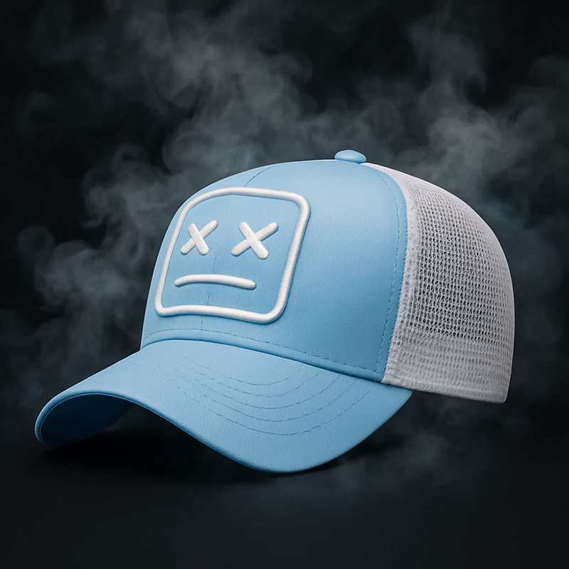 Trucker Cap with Embroidered Face Patch Cole Hampton