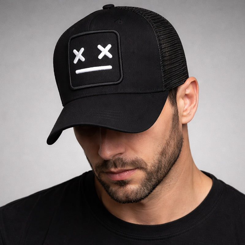 Trucker Cap with Embroidered Face Patch Cole Hampton