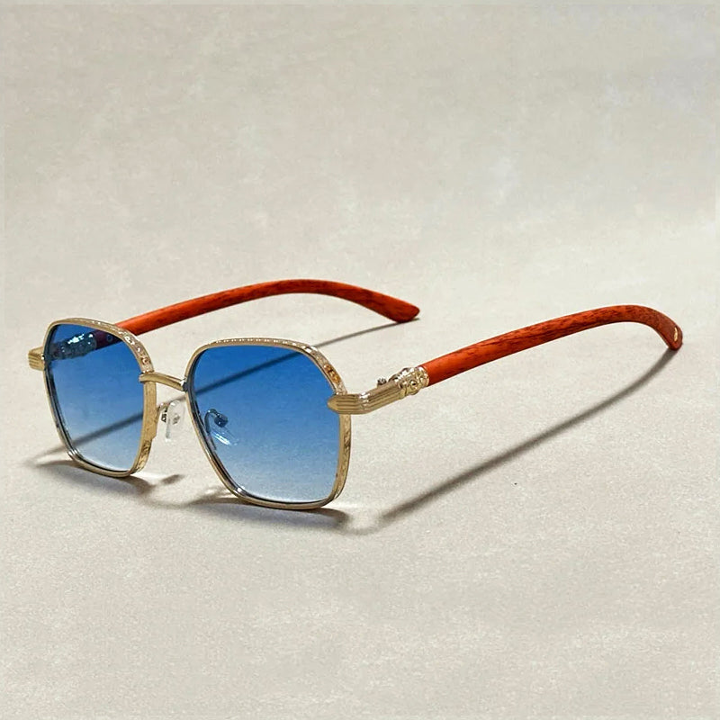 Vintage-Look Sunglasses with Wooden Arms Cole Hampton