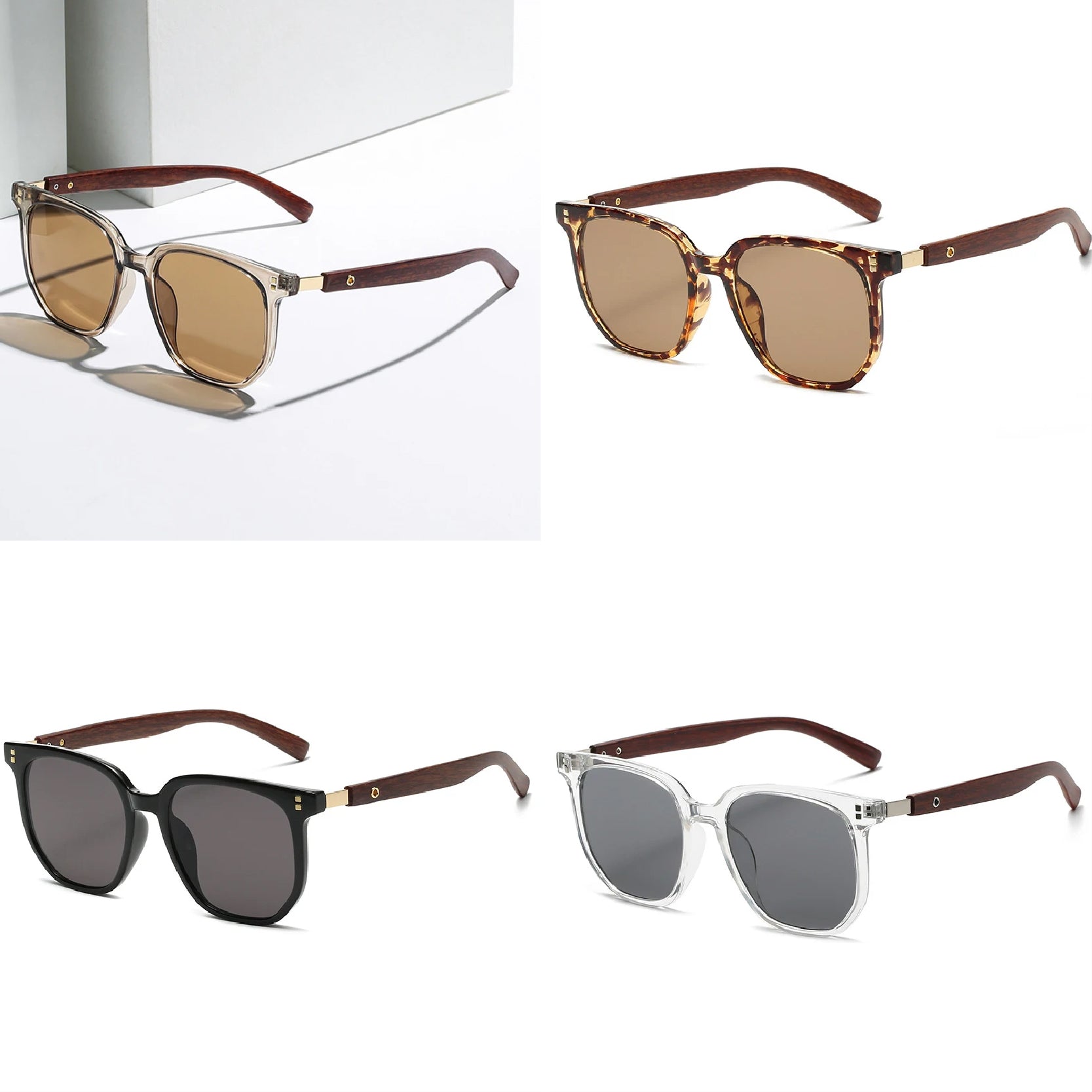 Vintage Oversized Woodgrain Sunglasses Cole Hampton