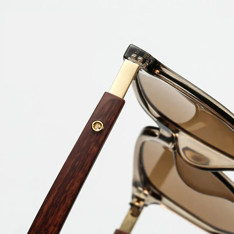 Vintage Oversized Woodgrain Sunglasses Cole Hampton