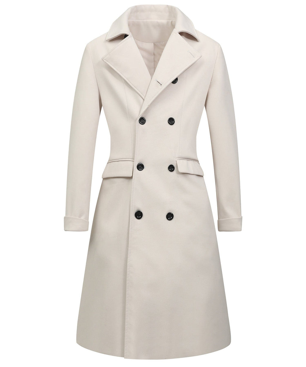 Metropolitan Trench Coat – Men's Double-Breasted Wool-Look Overcoat – Classic Business Cole Hampton