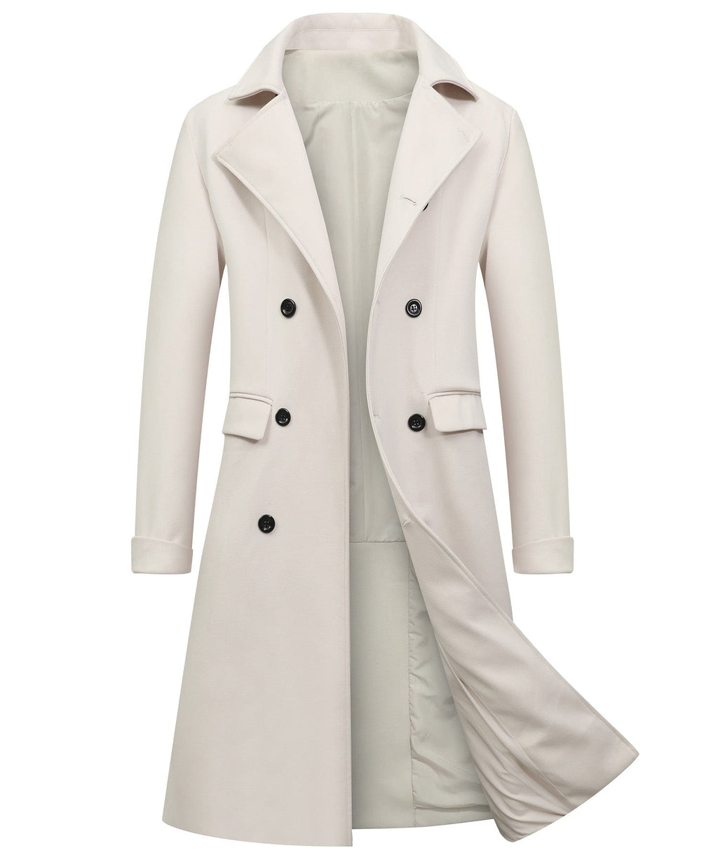 Metropolitan Trench Coat – Men's Double-Breasted Wool-Look Overcoat – Classic Business Cole Hampton