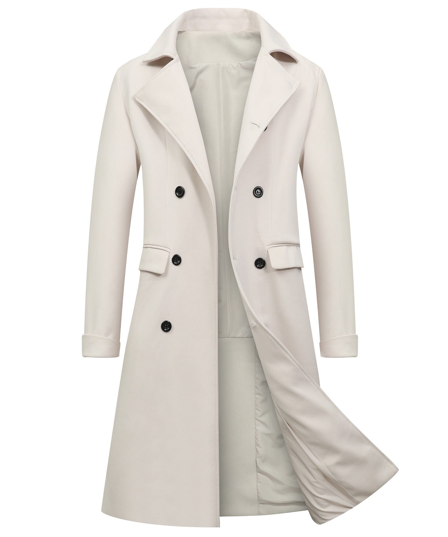 Metropolitan Trench Coat – Men's Double-Breasted Wool-Look Overcoat – Classic Business Cole Hampton