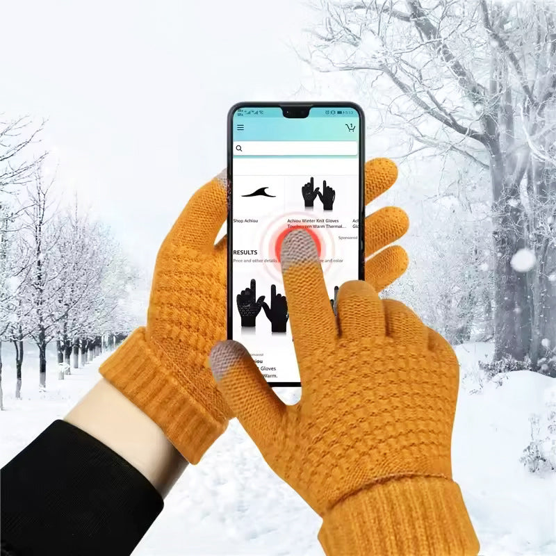 Winter Touchscreen Knit Gloves with Elastic Cuffs Cole Hampton
