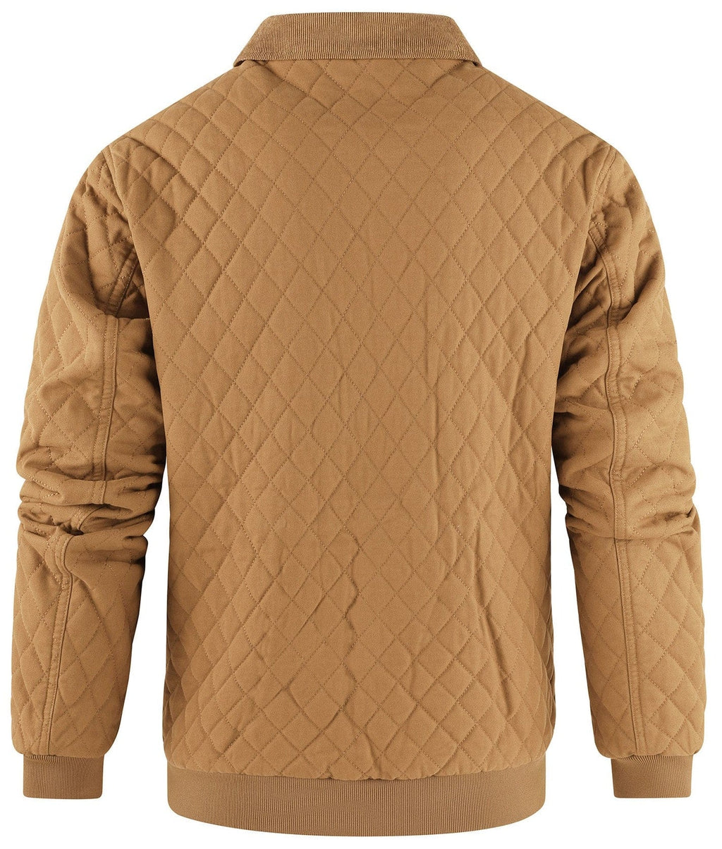 Diamond Quilt Jacket – Men's Quilted Bomber Jacket – Corduroy Collar Cole Hampton