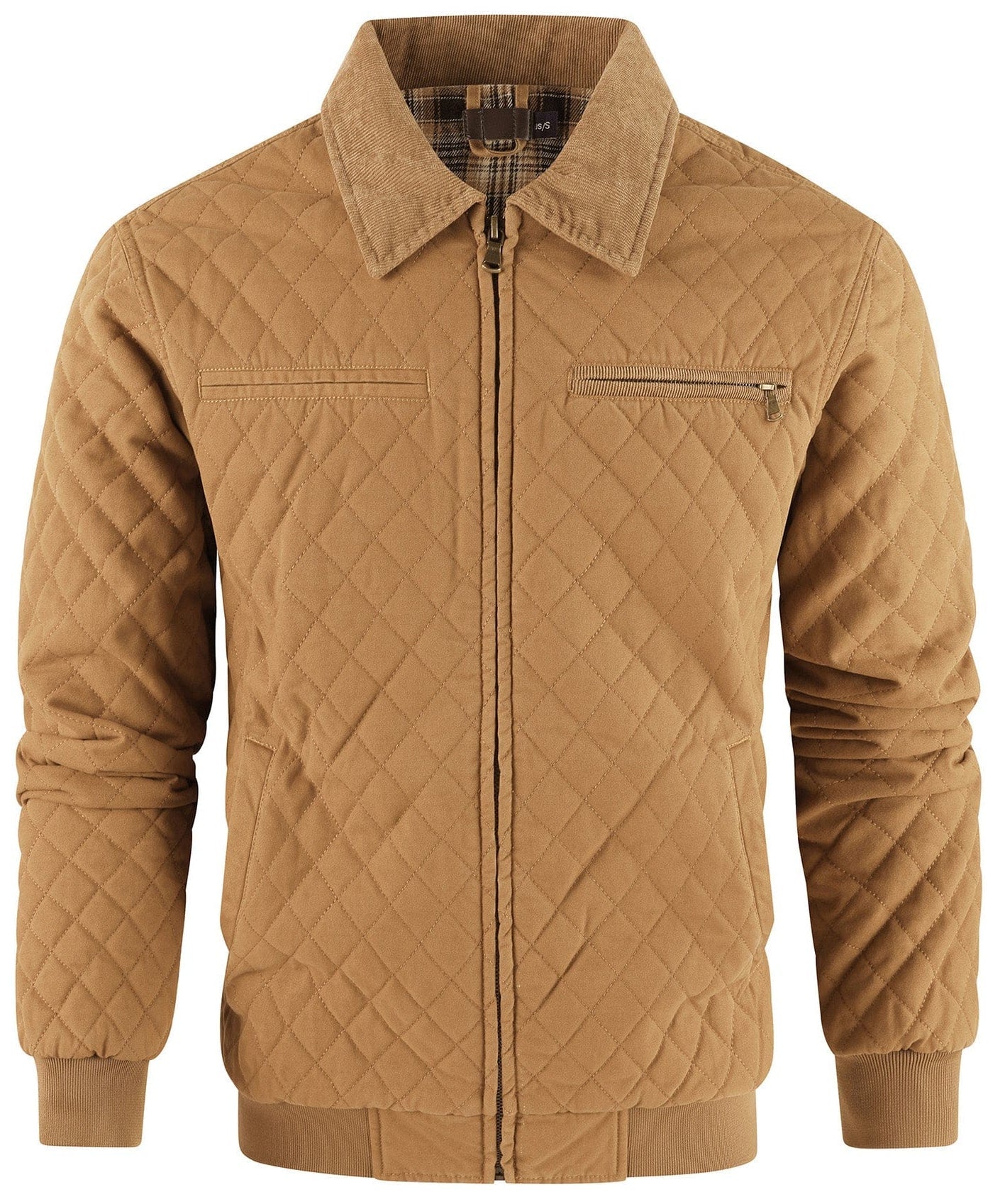 Diamond Quilt Jacket – Men's Quilted Bomber Jacket – Corduroy Collar Cole Hampton