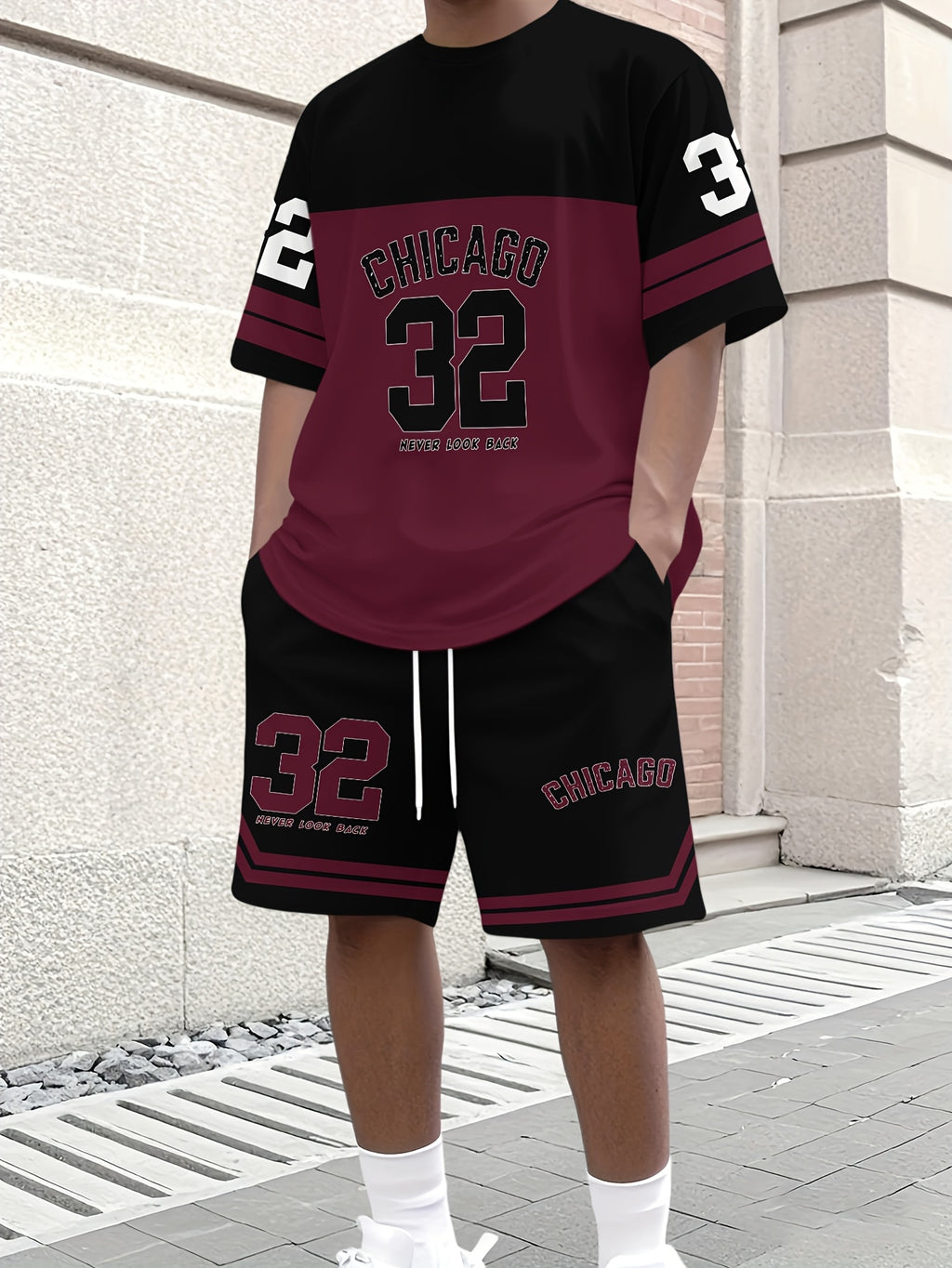 Men's Casual T-Shirt, Crew Neck Short Sleeve and Shorts Set, with Striking "32" Number Pattern, Breathable Regular Fit for Daily and Formal Wear Cole Hampton