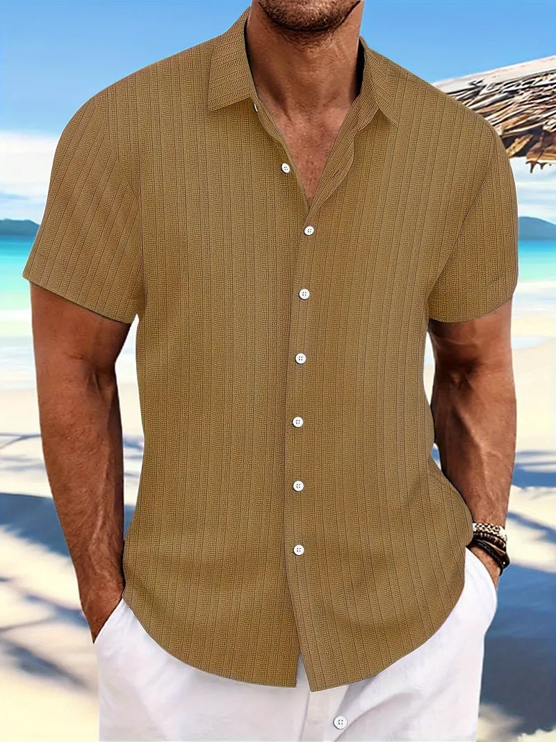 Dexter | Men's Ribbed Short Sleeve Button-Down Shirt Cole Hampton