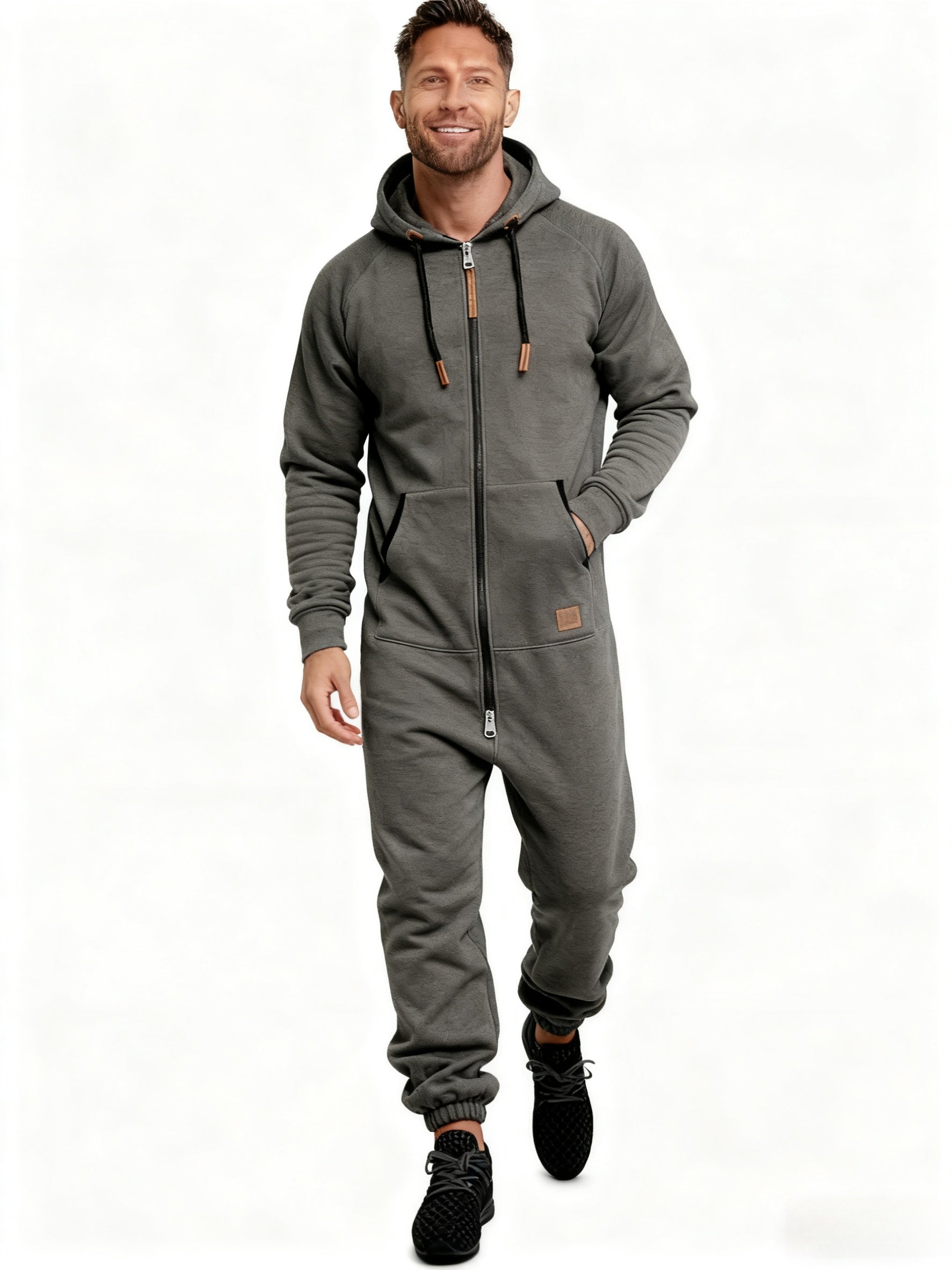 Cole Hampton Men's Hooded Jumpsuit, Zip-Up Coveralls