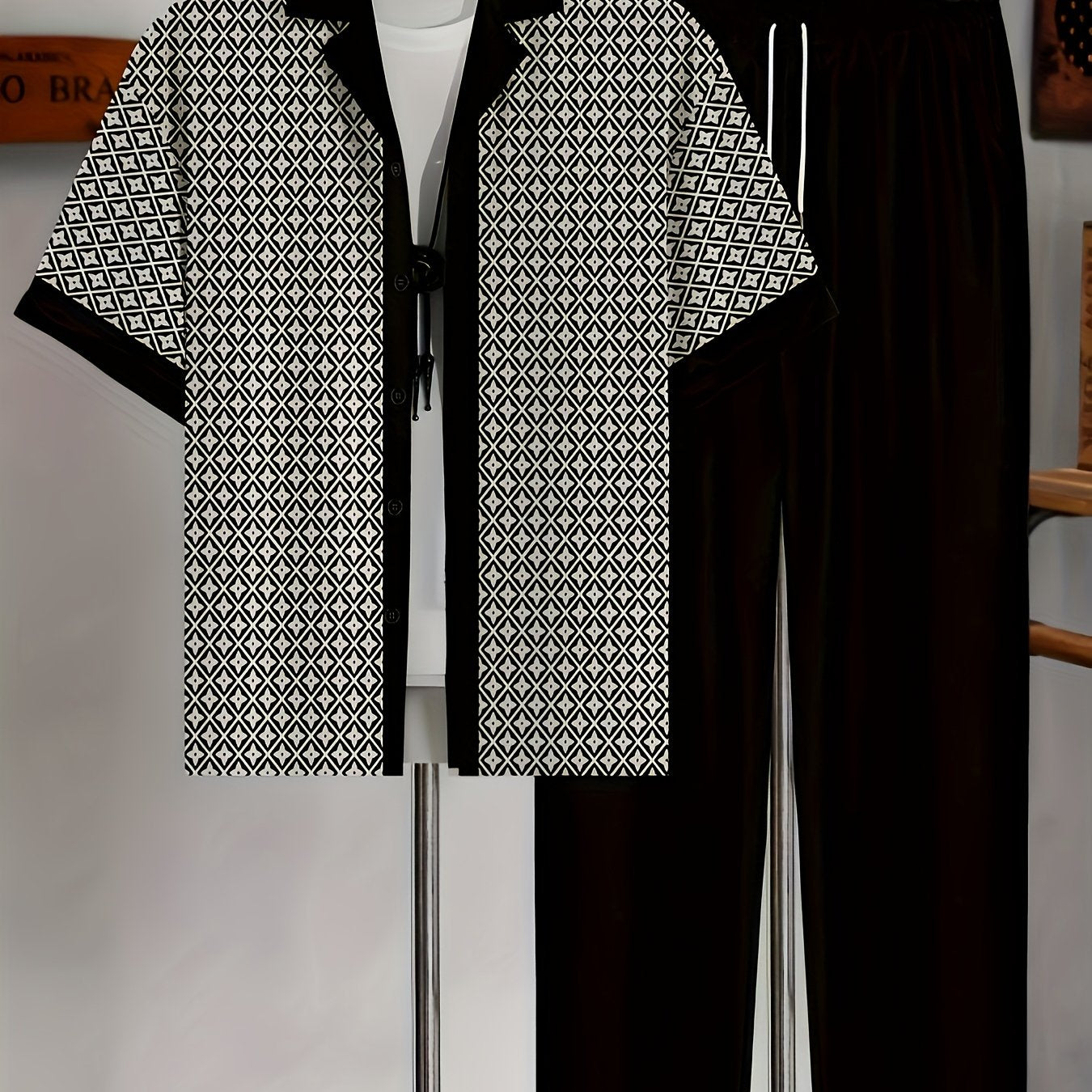 Cole Hampton Men's Cuban Collar Shirt & Pants Set, Star Print