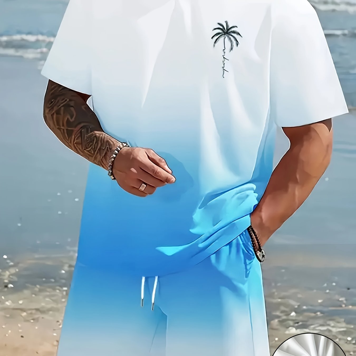 Men's fashion crewneck short-sleeved shorts two-piece set, 3D digital printing HD pattern, summer leisure and comfortable vacation sports Men's wear Cole Hampton