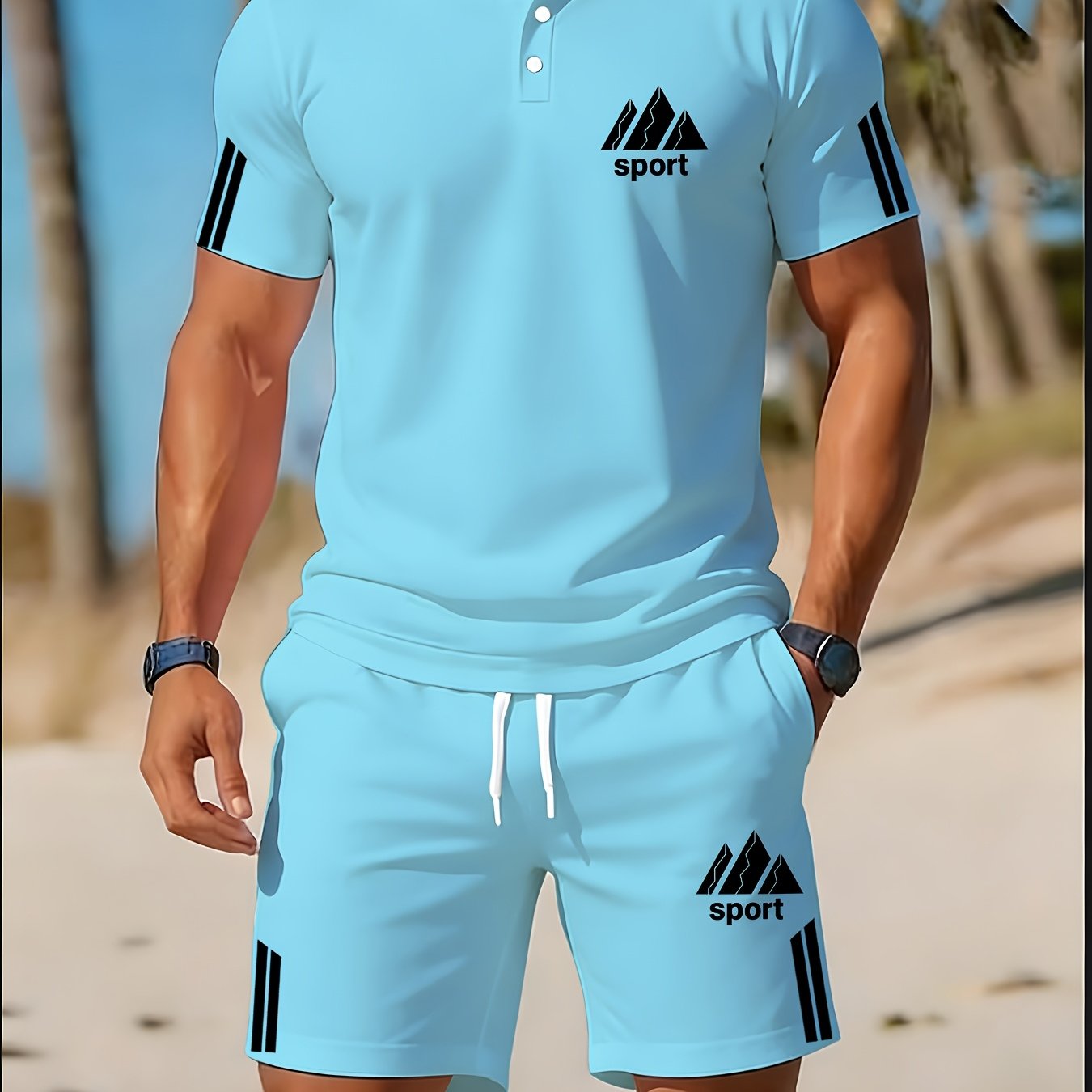 Cole Hampton Men's Polo Shirt & Shorts Set, Summer Casual Cole Hampton