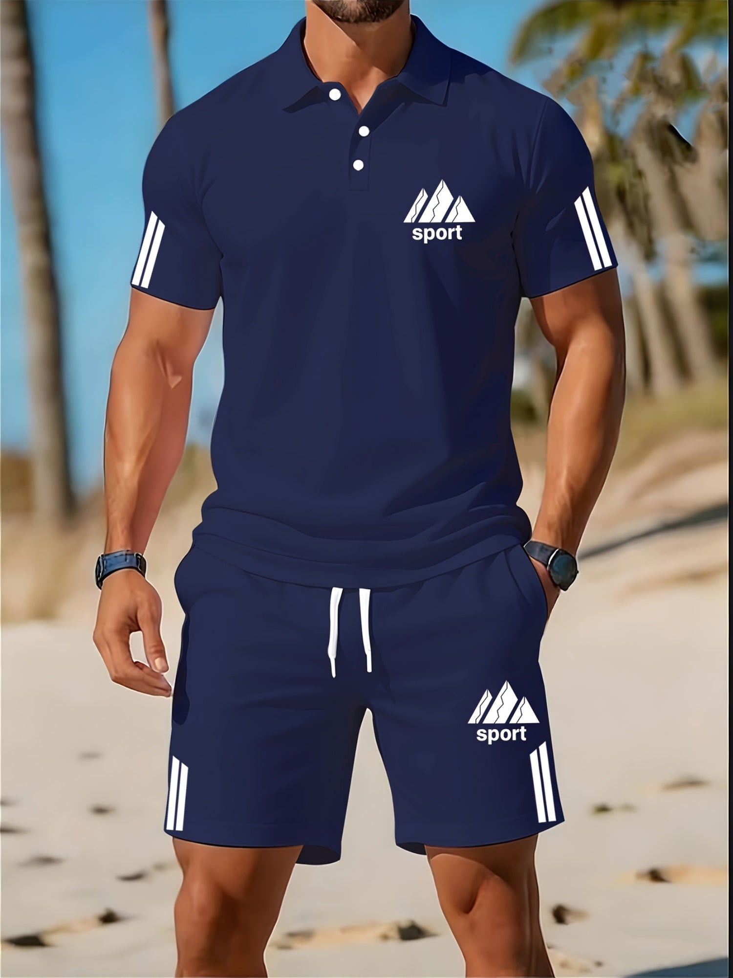 Cole Hampton Men's Polo Shirt & Shorts Set, Summer Casual Cole Hampton