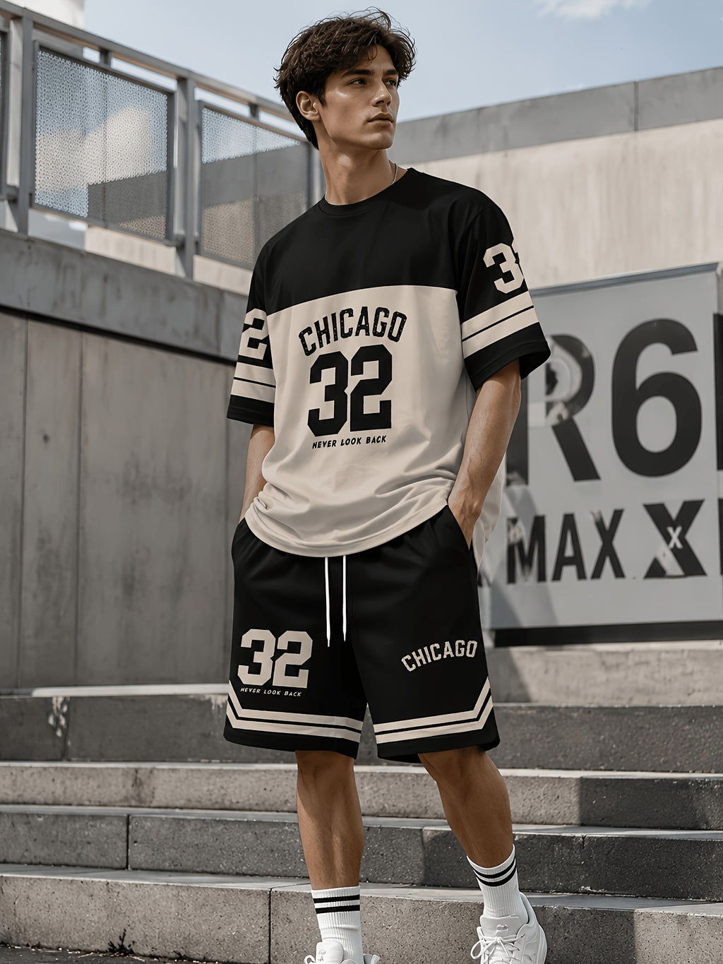 Men's Casual T-Shirt, Crew Neck Short Sleeve and Shorts Set, with Striking "32" Number Pattern, Breathable Regular Fit for Daily and Formal Wear Cole Hampton