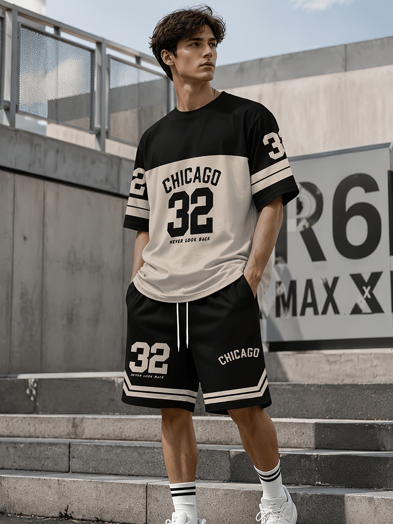 Men's Casual T-Shirt, Crew Neck Short Sleeve and Shorts Set, with Striking "32" Number Pattern, Breathable Regular Fit for Daily and Formal Wear Cole Hampton
