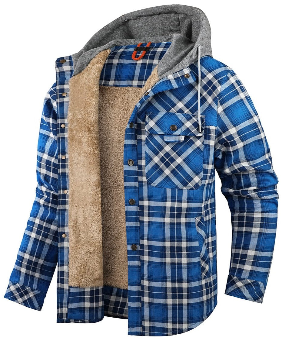 Woodland Jacket – Men's Hooded Flannel Shirt Jacket – Sherpa-Lined Plaid Cole Hampton
