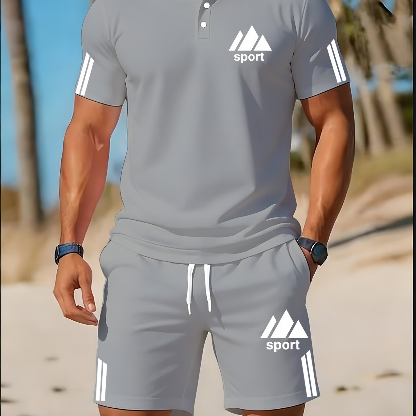 Cole Hampton Men's Polo Shirt & Shorts Set, Summer Casual Cole Hampton