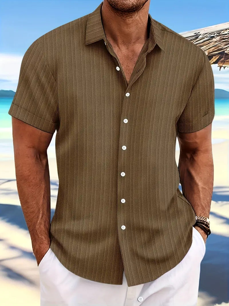 Dexter | Men's Ribbed Short Sleeve Button-Down Shirt Cole Hampton