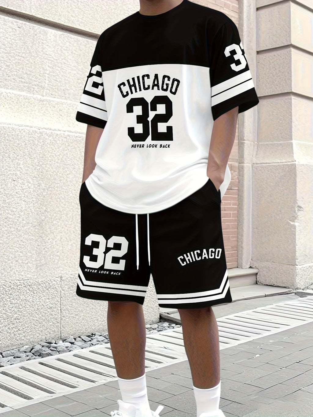 Men's Casual T-Shirt, Crew Neck Short Sleeve and Shorts Set, with Striking "32" Number Pattern, Breathable Regular Fit for Daily and Formal Wear Cole Hampton