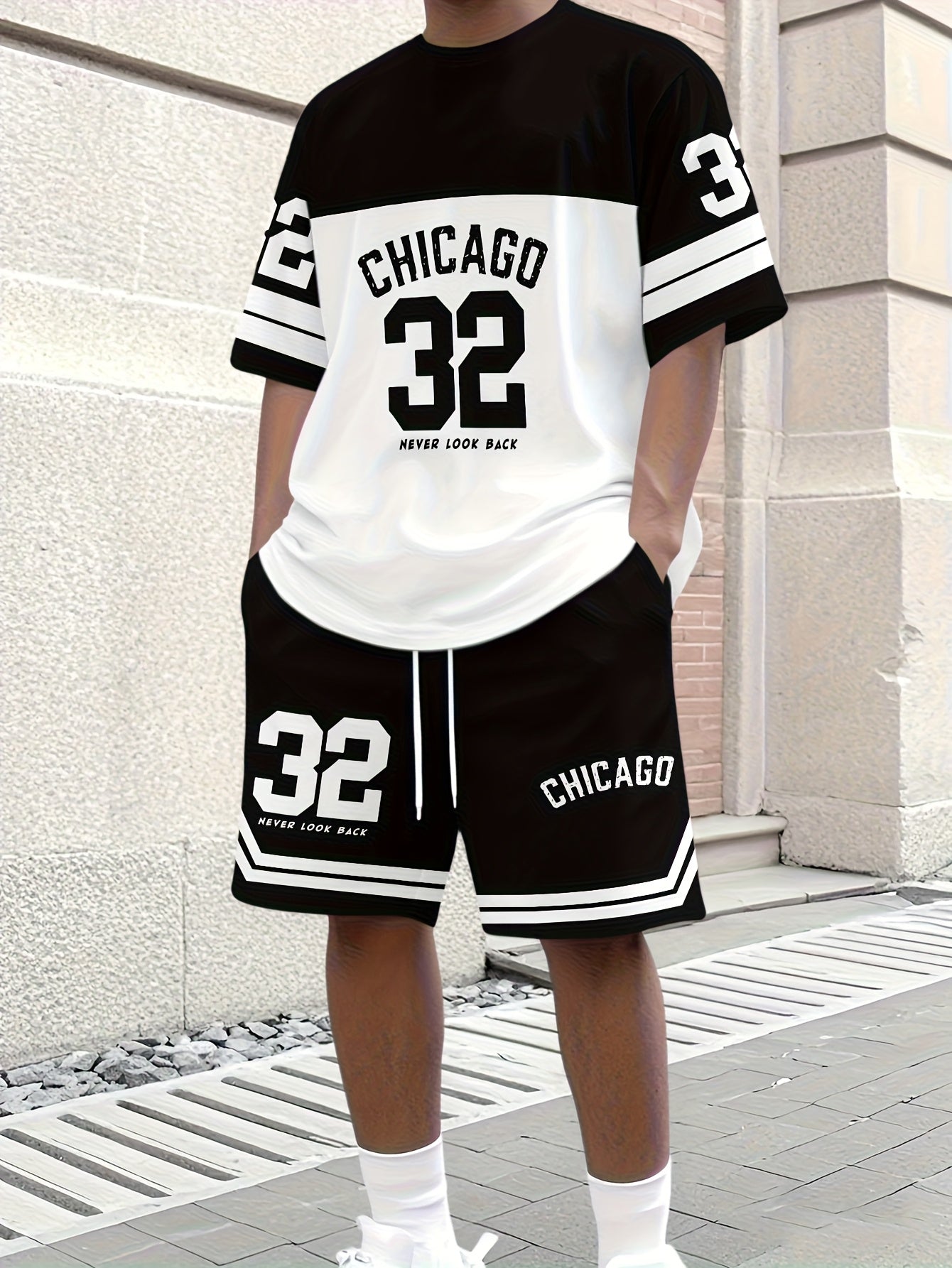 Men's Casual T-Shirt, Crew Neck Short Sleeve and Shorts Set, with Striking "32" Number Pattern, Breathable Regular Fit for Daily and Formal Wear Cole Hampton