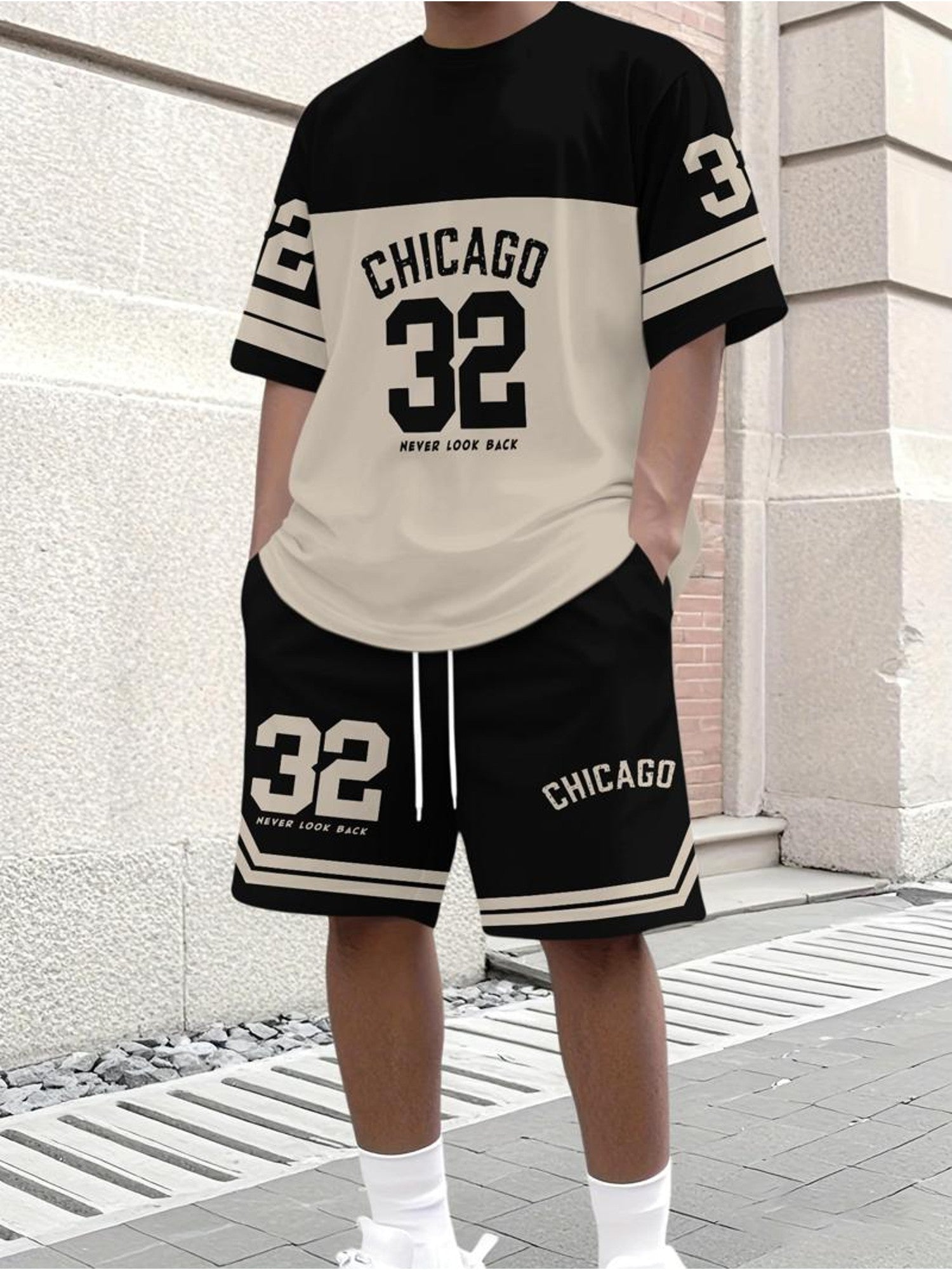 Men's Casual T-Shirt, Crew Neck Short Sleeve and Shorts Set, with Striking "32" Number Pattern, Breathable Regular Fit for Daily and Formal Wear Cole Hampton