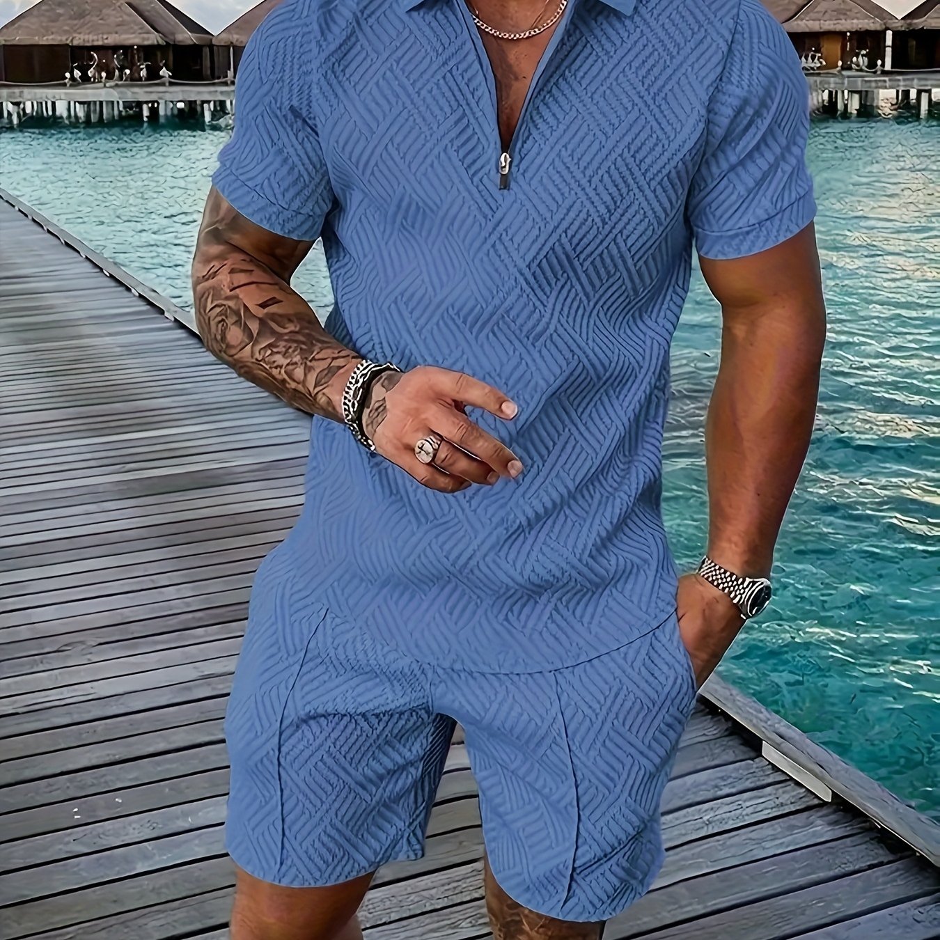 Men's Printed Shirt with Lapel, Pullover Casual Suit Cole Hampton