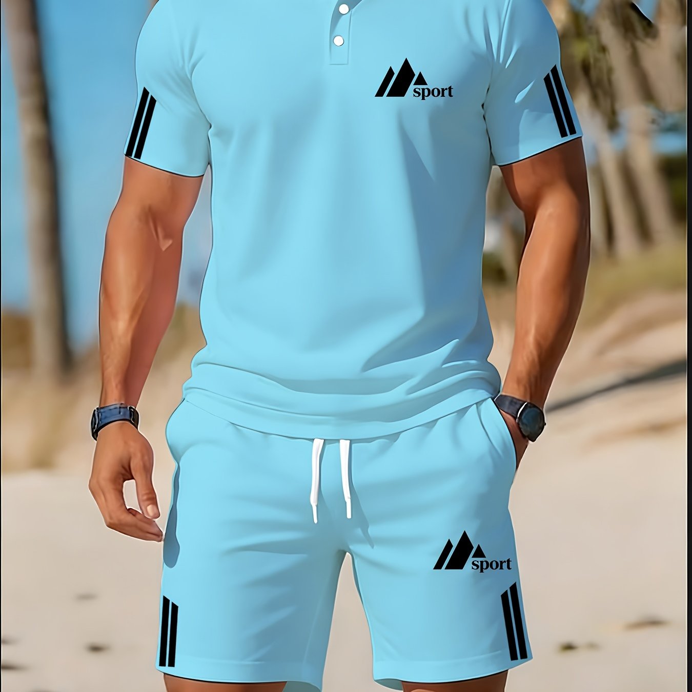 Cole Hampton Men's Polo Shirt & Shorts Set, Summer Casual Cole Hampton