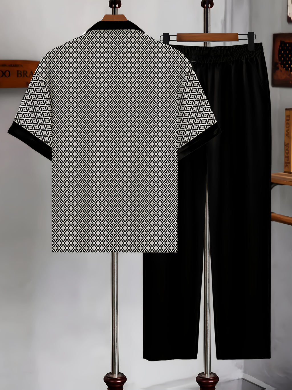 Cole Hampton Men's Cuban Collar Shirt & Pants Set, Star Print