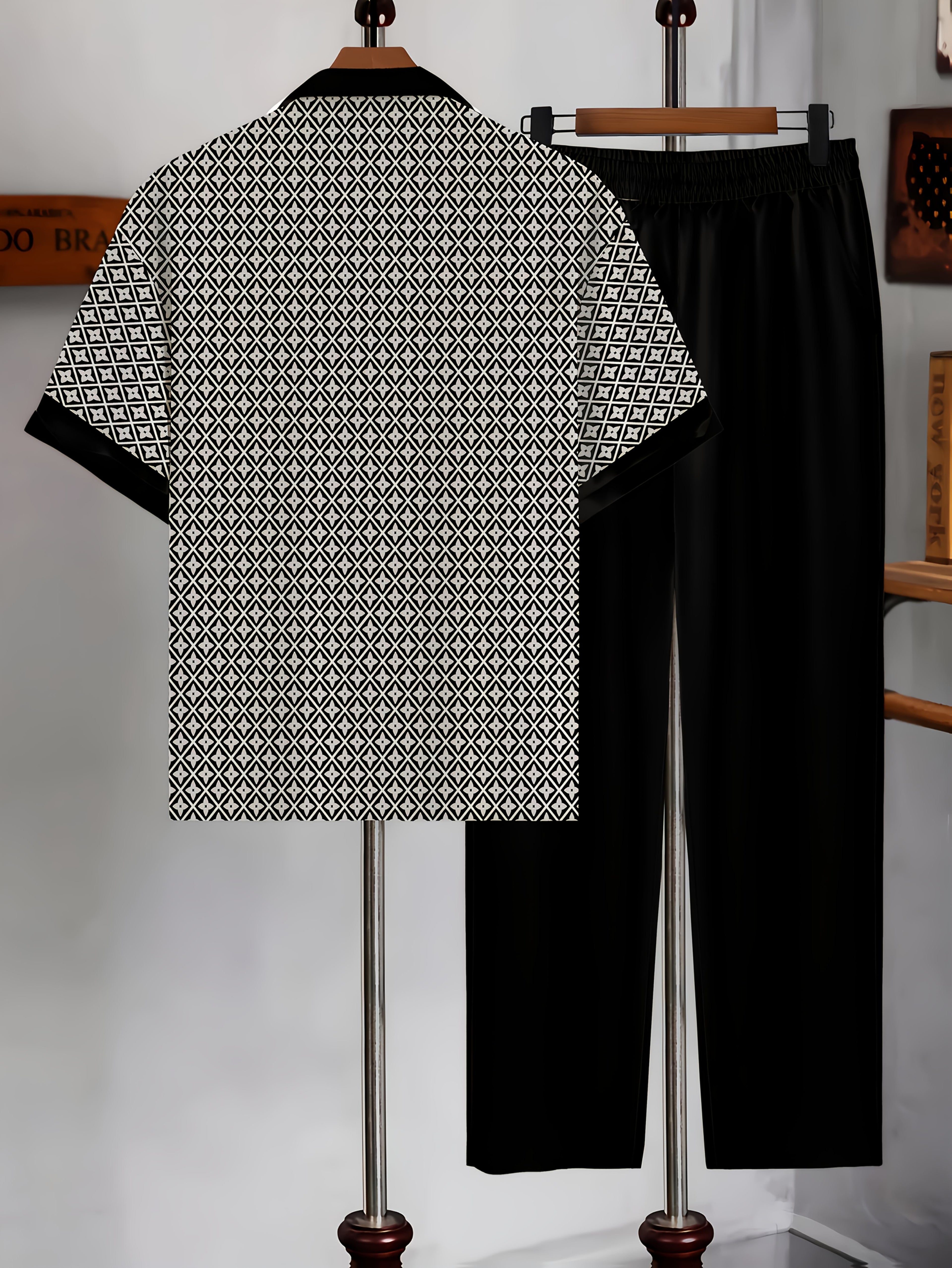 Cole Hampton Men's Cuban Collar Shirt & Pants Set, Star Print