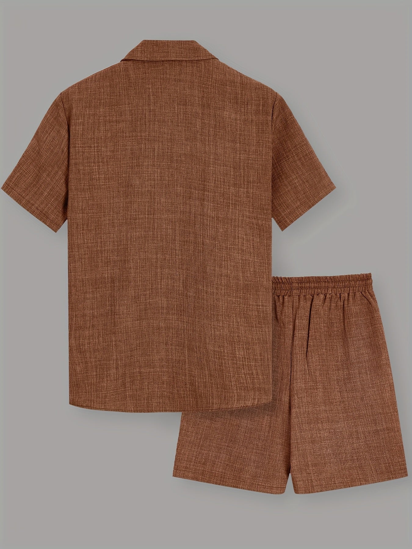 OBM Starry Men'S Solid Color Fresh Pocket Short Sleeve Shirt And Drawstring Double Slant Pockets Shorts Set Cole Hampton