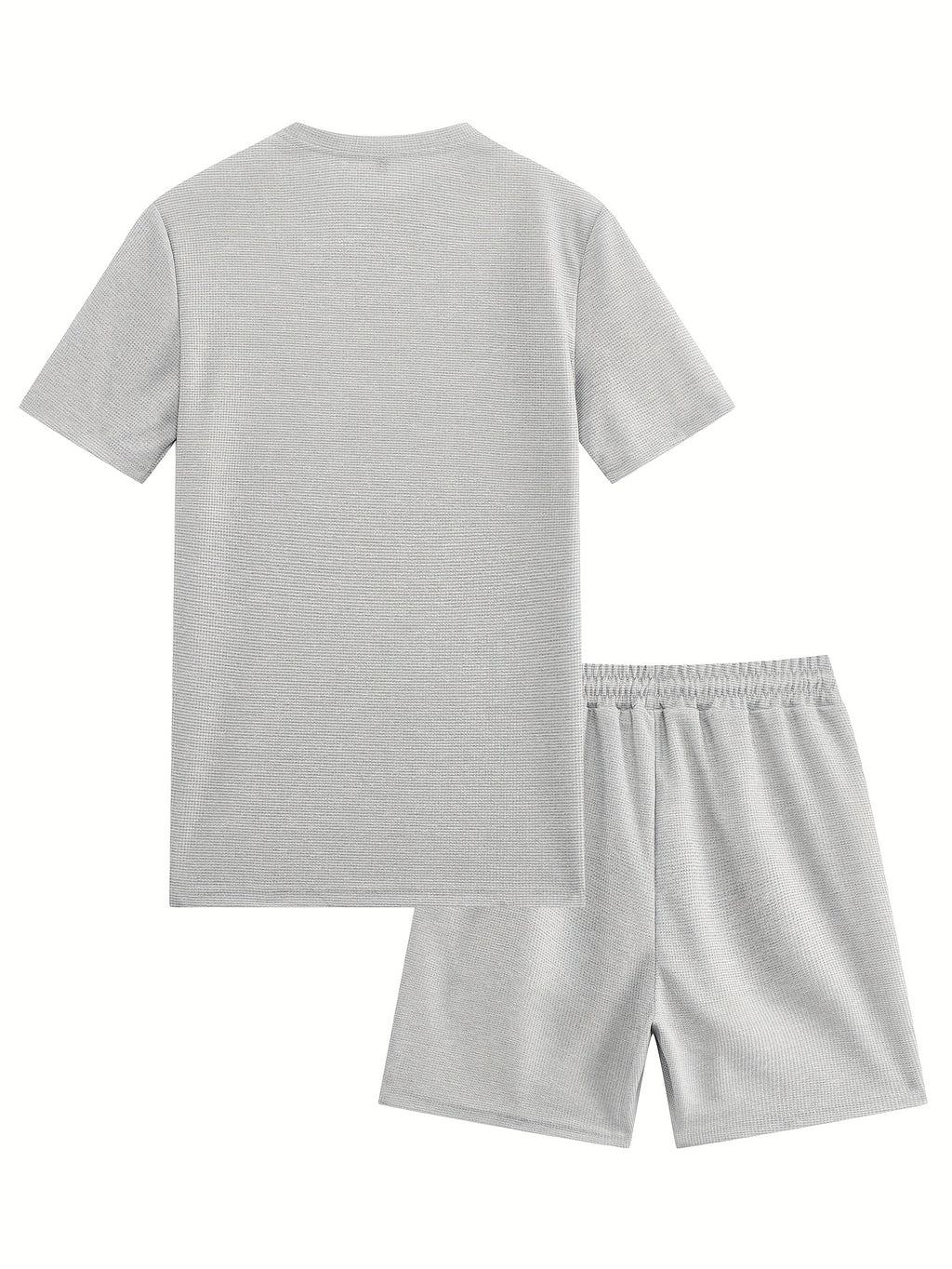Men'S Waffle Round Neck Short Sleeve T-Shirt And Drawstring Shorts 2pcs Casual Athletic Regular Fit T-Shirt Top Spring Summer Outfit Cole Hampton