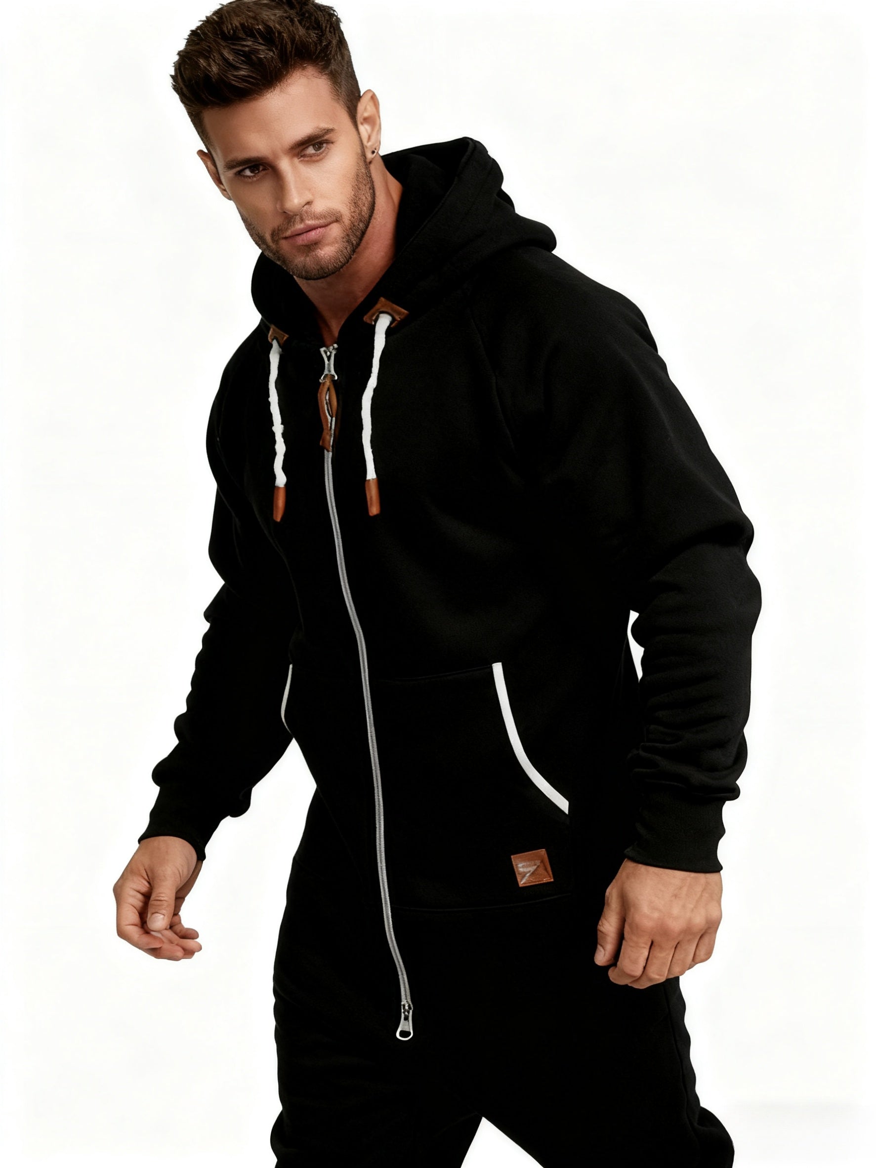 Cole Hampton Men's Hooded Jumpsuit, Zip-Up Coveralls