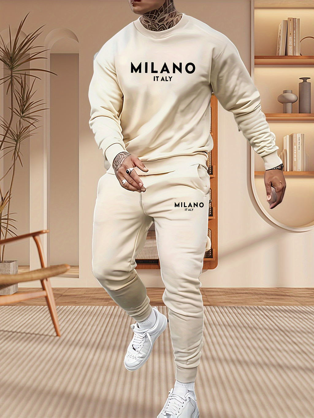 Print Men's 2pcs Set Trendy Apparel Printed Sweatshirt and Long Pants 2pcs Set Sweatshirt Long Pants Sweatshirt and Jogger Pants Set Cole Hampton