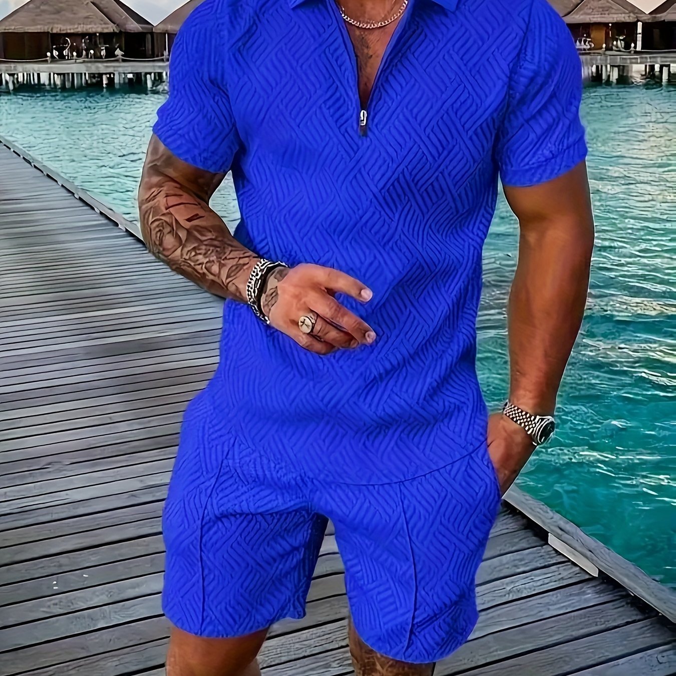 Men's Printed Shirt with Lapel, Pullover Casual Suit Cole Hampton