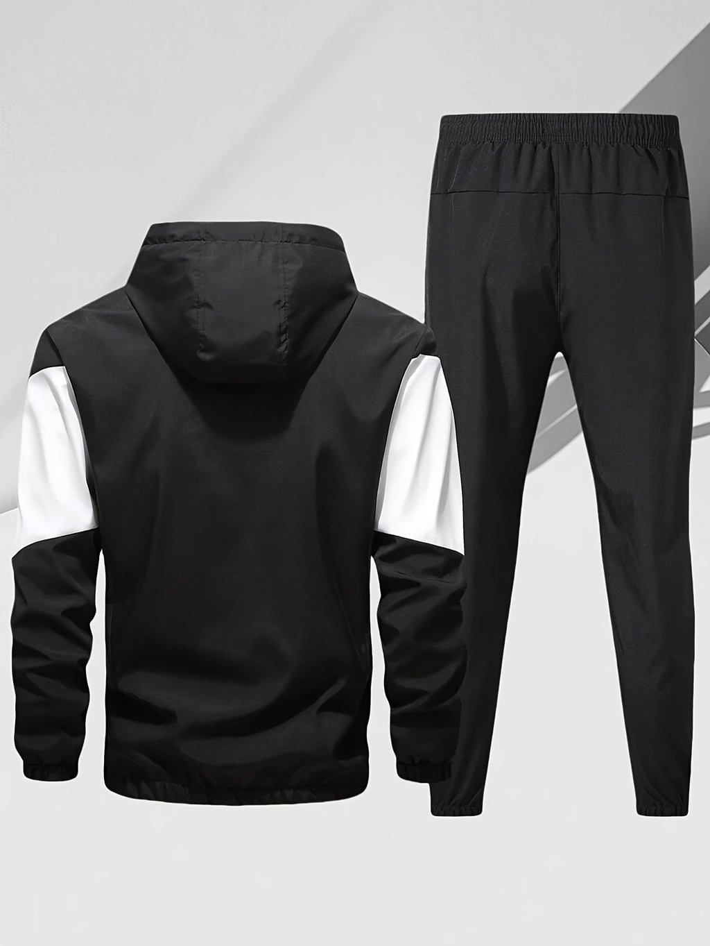 Men'S Casual 2pcs Athletic Set Unisex Couple All-Season Spring Autumn Loose Color-Block Athletic Outfit Hooded Sweater Zip-Up Jacket Long Sleeve Outerwear Long Pants Jogging Trousers Gym Workout Running Outdoor Set Elastic Pants Hoodie Top And Botto Cole Hampton